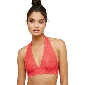 🪴5/$25🪴 Free People Coral Galloon Lace Halter Bra Medium Bralette Boho Festival